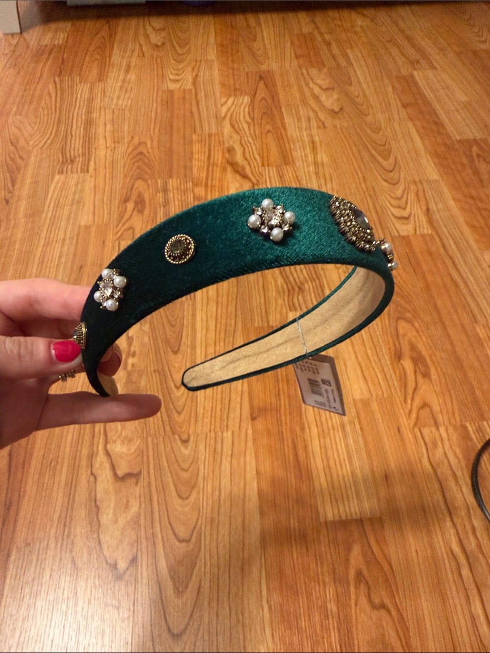 Emerald Green Jeweled Velvet Headband